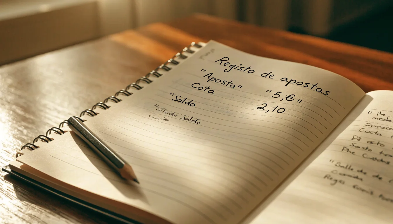 Um caderno aberto com cotas escritas à mão, uma calculadora e um lápis sobre uma mesa de madeira