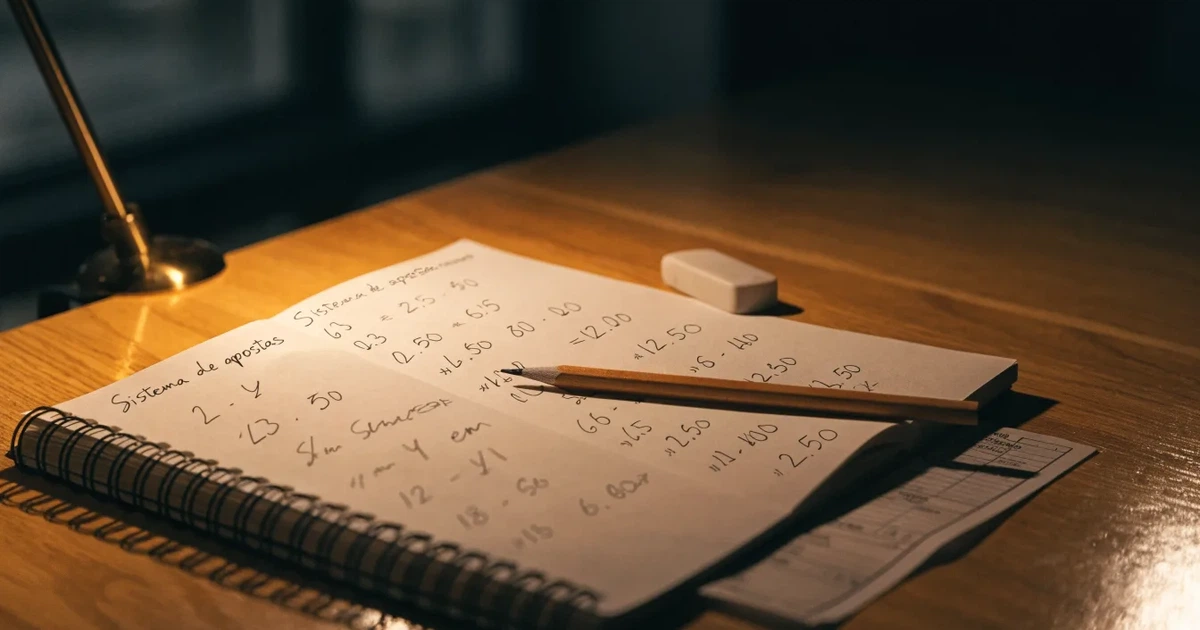Um caderno aberto com cotas escritas à mão, uma calculadora e um lápis sobre uma mesa de madeira
